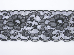 3.75 Inch Flat Lace, Black (25 yards) MADE IN USA