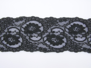 4 Inch Flat Lace, Black (25 yards) MADE IN USA