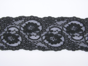 4 Inch Flat Lace, Black (25 yards) MADE IN USA