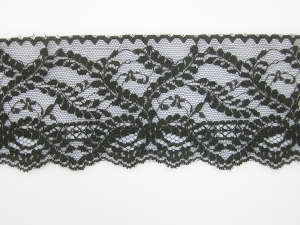 4 Inch Flat Lace, Black (25 yards) MADE IN USA