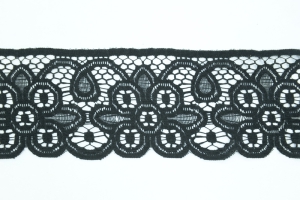 4 Inch Flat Lace, Black (10 yards) MADE IN USA