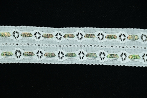2 Inch Flat Lace, White - Iridescent (59 yards) MADE IN USA