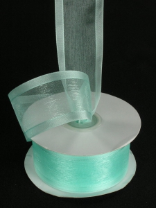 Organza Ribbon With Satin Edge , Aqua, 3/8 Inch x 25 Yards (1 Spool) SALE ITEM