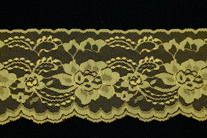 4 Inch Flat Lace, Amber Yellow (25 yards) MADE IN USA