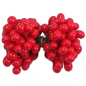 Red Twist On Artificial Holly Berries, 10MM x 12MM (lot of 1 bunch) SALE ITEM
