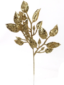 12.5 Inch Gold Glittered Salal Leaf Spray (Lot of 12 Sprays) SALE ITEM