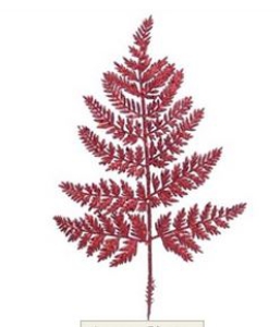 Red Glittered Leather Fern (Lot of 1 Bunch - 12 Pcs. Per Bunch) SALE ITEM
