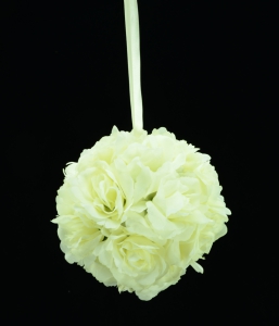 Cream 6 Inch Rose Kissing Ball (Lot of 1) SALE ITEM