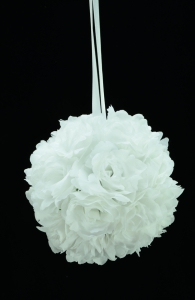 White 6 Inch Rose Kissing Ball (Lot of 1) SALE ITEM