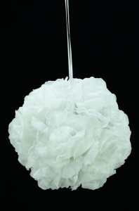 White 7 Inch Rose Kissing Ball (Lot of 1) SALE ITEM