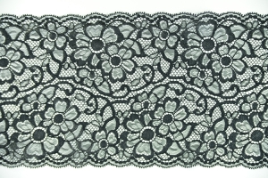 6.75 Inch Flat Double Edge Galloon Lace, Black (25 YARDS)