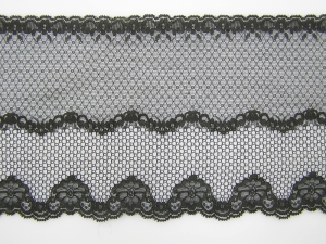 7 inch Flat Lace, Black (10 yards) MADE IN USA