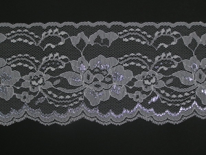 4 Inch Flat Lace, White - Silver (10 yards) MADE IN USA