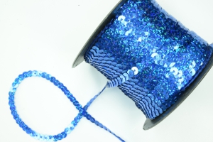 Sequin Trim On String, Royal Blue Spotlight, 6MM x 100 Yards (1 Spool) SALE ITEM