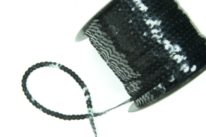 Sequin Trim On String, Black , 6MM x 100 Yards (1 Spool) SALE ITEM