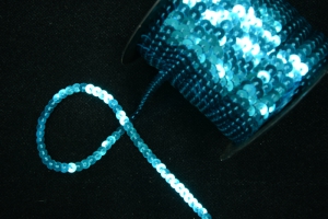 Sequin Trim On String, Aqua Blue , 6MM x 100 Yards (1 Spool) SALE ITEM