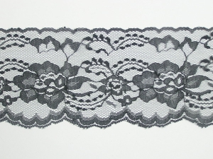 4 Inch Flat Lace, Black (10 yards) MADE IN USA