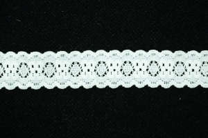 0.875 inch Elastic Flat Lace, White (1.3 lbs) MADE IN USA