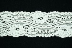 3 inch Elastic Flat Lace, Ivory (5.4 lbs) MADE IN USA