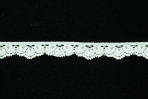 .625 inch Elastic Flat Lace, Ivory (1.4 lbs) MADE IN USA