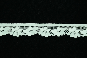 0.875 inch Elastic Flat Lace, Ivory (3.9 lbs) MADE IN USA