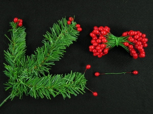 Red Twist On Artificial Holly Berries, 5mm x 8mm (lot of 1 bunch) SALE ITEM