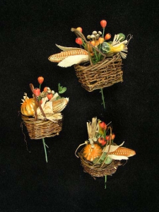 Fall Basket Floral Pick, 3 assorted styles (lot of 24) SALE ITEM