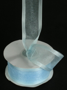 Organza Ribbon With Satin Edge , Light Blue, 3/8 Inch x 25 Yards (1 Spool) SALE ITEM