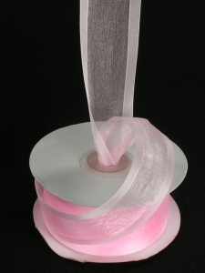 Organza Ribbon With Satin Edge , Light Pink, 3/8 Inch x 25 Yards (1 Spool) SALE ITEM