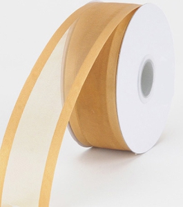 Organza Ribbon With Satin Edge , Old Gold, 3/8 Inch x 25 Yards (1 Spool) SALE ITEM