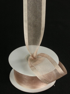 Organza Ribbon With Satin Edge , Toffee, 3/8 Inch x 25 Yards (1 Spool) SALE ITEM