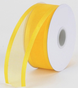 Organza Ribbon With Satin Edge , Yellow, 3/8 Inch x 25 Yards (1 Spool) SALE ITEM