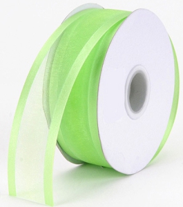 Organza Ribbon With Satin Edge , Apple Green, 3/8 Inch x 25 Yards (1 Spool) SALE ITEM
