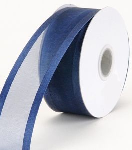 Organza Ribbon With Satin Edge , Navy, 3/8 Inch x 25 Yards (1 Spool) SALE ITEM