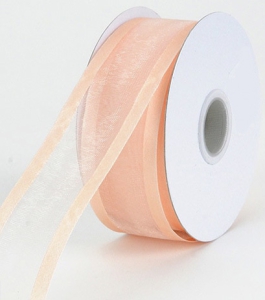 Organza Ribbon With Satin Edge , Peach, 3/8 Inch x 25 Yards (1 Spool) SALE ITEM