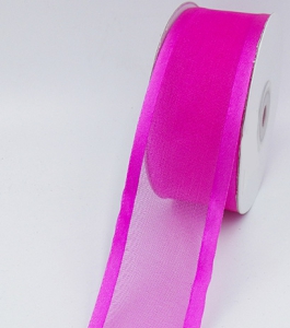 Organza Ribbon With Satin Edge , Fuchsia, 5/8 Inch x 25 Yards (1 Spool) SALE ITEM