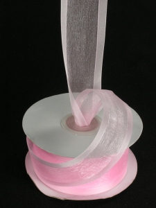 Organza Ribbon With Satin Edge , Light Pink, 5/8 Inch x 25 Yards (1 Spool) SALE ITEM