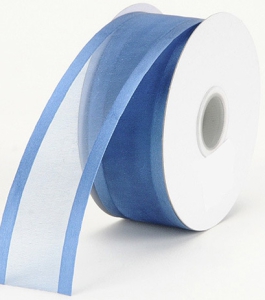 Organza Ribbon With Satin Edge , Smoke Blue, 5/8 Inch x 25 Yards (1 Spool) SALE ITEM