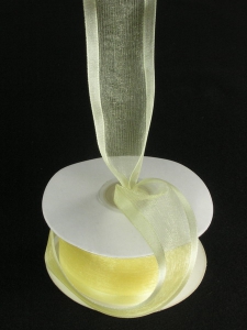 Organza Ribbon With Satin Edge , Baby Maize aka Light Yellow, 3/8 Inch x 25 Yards (1 Spool) SALE ITEM