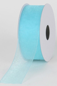 Organza Ribbon , Aqua, 7/8 Inch x 25 Yards (1 Spool) SALE ITEM