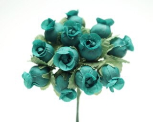 Miniature Silk Flower Rosebud, Hunter (lot of 12 bunches) SALE ITEM