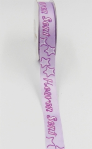 Printed " Heaven Sent " Single Faced Satin Ribbon, Orchid with White Bold Font and Pink Outlines, 5/8 Inch x 25 Yards (1 Spool) SALE ITEM