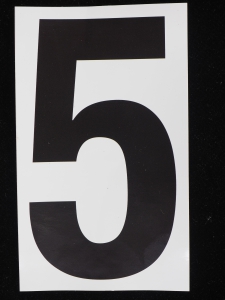 Number "5" - 5 Inch Sticker Decal Vinyl Adhesive Address Numbers Black & White (lot of 1) SALE ITEM MADE IN USA