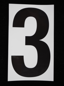 Number "3" - 5 Inch Sticker Decal Vinyl Adhesive Address Numbers Black & White (lot of 10) SALE ITEM MADE IN USA