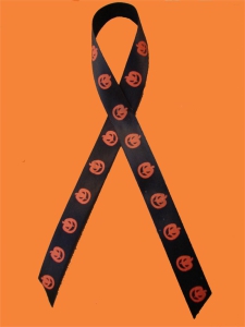 Black/Orange Pumpkin Satin 5/8" x 25 yds. (1 spool) SALE ITEM
