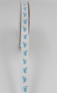 White/Light Blue Baby Feet Grosgrain 3/8 x 25 yds., (1 spool) SALE ITEM