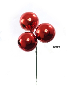 Red (Shiny) 40MM Plastic Ball Pick x3 (Lot of 1 Box - 2 Dz. Per Box) SALE ITEM
