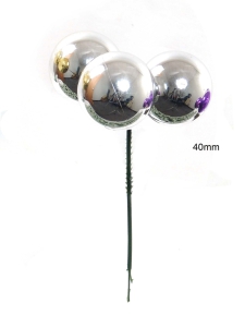 Silver (Shiny) 40MM Plastic Ball Pick x3 (Lot of 1 Box - 2 Dz. Per Box) SALE ITEM