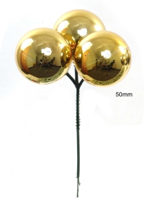 Gold (Shiny) 50MM Plastic Ball Pick x3 (Lot of 1 Box - 2 Dz.) SALE ITEM