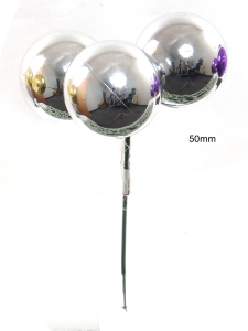 Silver (Shiny) 50MM Plastic Ball Pick x3 (Lot of 1 Box - 2 Dz.) SALE ITEM